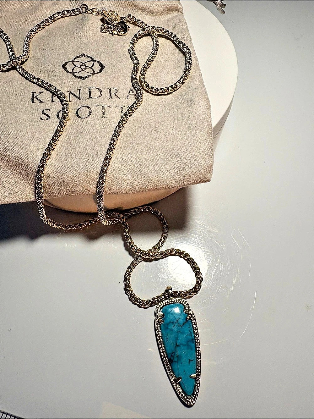 Kendra Scott Rayne Long Pendant Necklace Blue & Gold